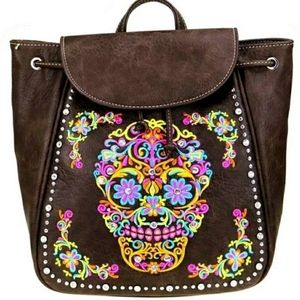 Fun sugarskull embroidered backpack